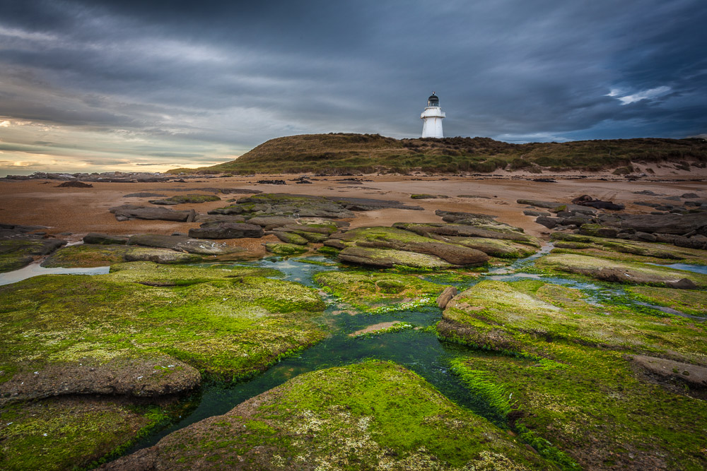 Green Cross, Waipapa Point Lighthouse, Catlins Coast, Neuseeland