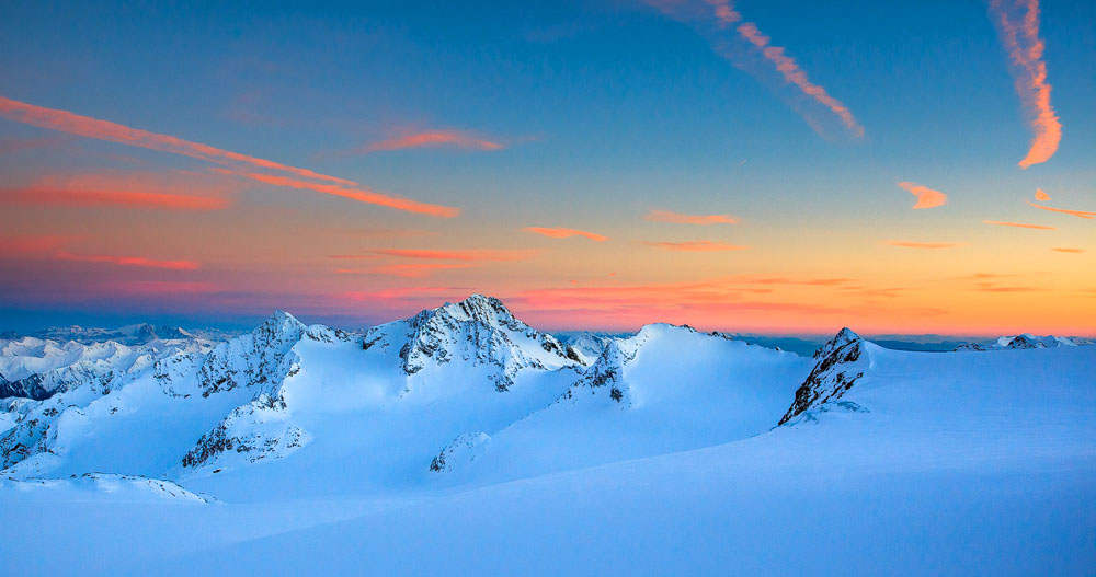 Glacier Sunset View, Stubaier Alpen, Tirol, Österreich