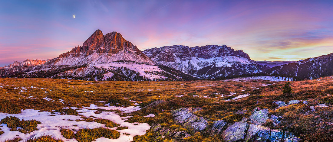 Peitlerkofel Sunset, Würzjoch, Dolomiten, Südtirol, Italien